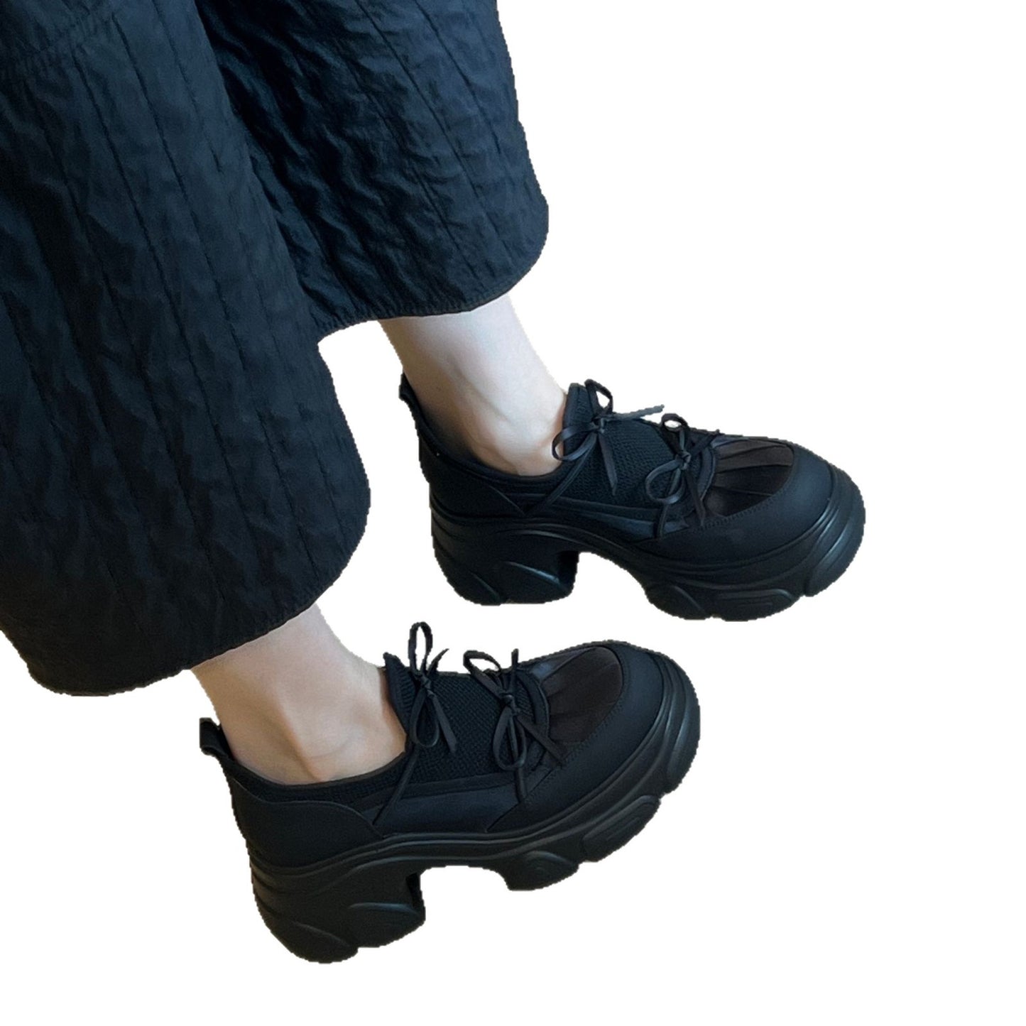 Women's Version Thick Bottom Small Platform Bow Women's Fashion Shoes