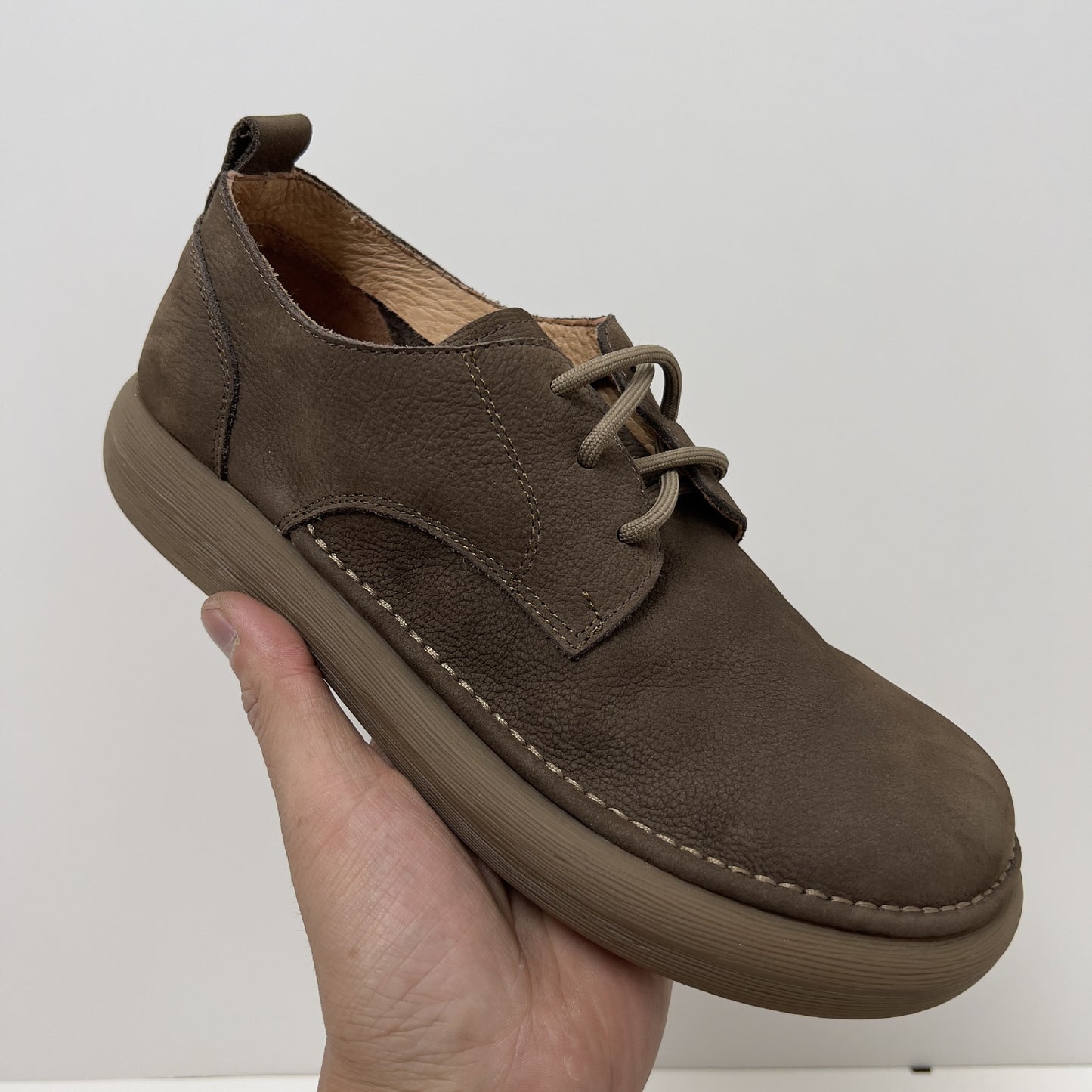 Men's Toe Lace Up Retro Style Top Layer Cowhide Breathable Loafers/doug Shoes
