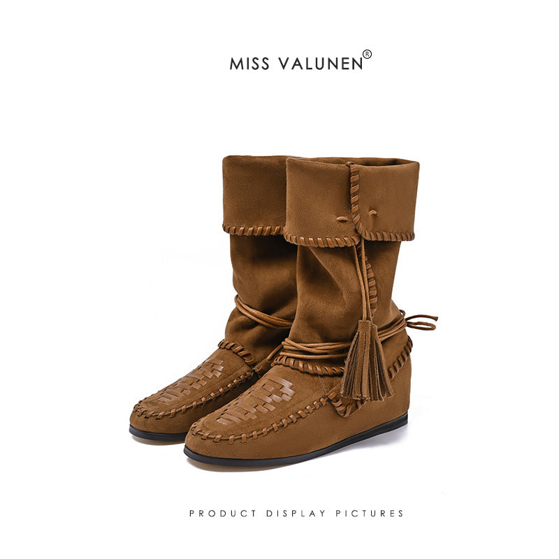 Boxing Slimming Relaxed Western Cowboy Flat Boots