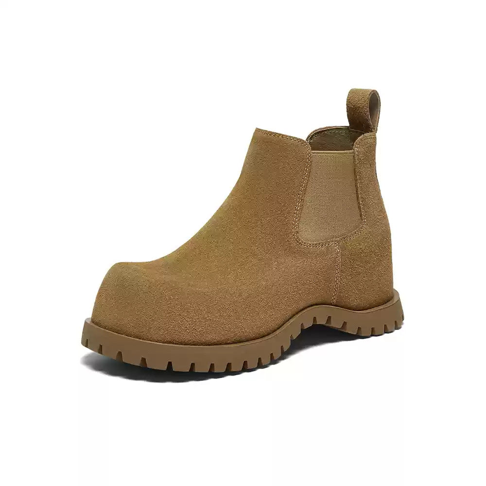 Women's Toe Matte Short For Winter Kangaroo Fleece-lined Warm Chelsea Smoke Boots