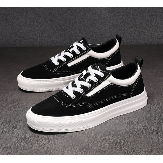 Men's Frosted Mercerized Cowhide Simple Black Vintage Skateboard Men's Casual Shoes