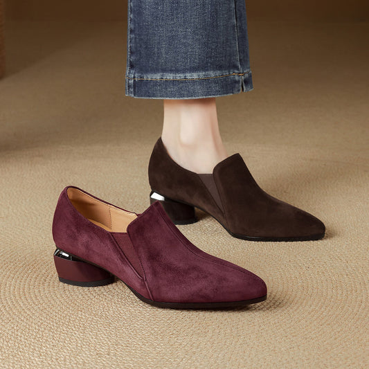 British Style Temperament High-cut Pumps Frosted Retro Easy Matching Women's Fashion Shoes