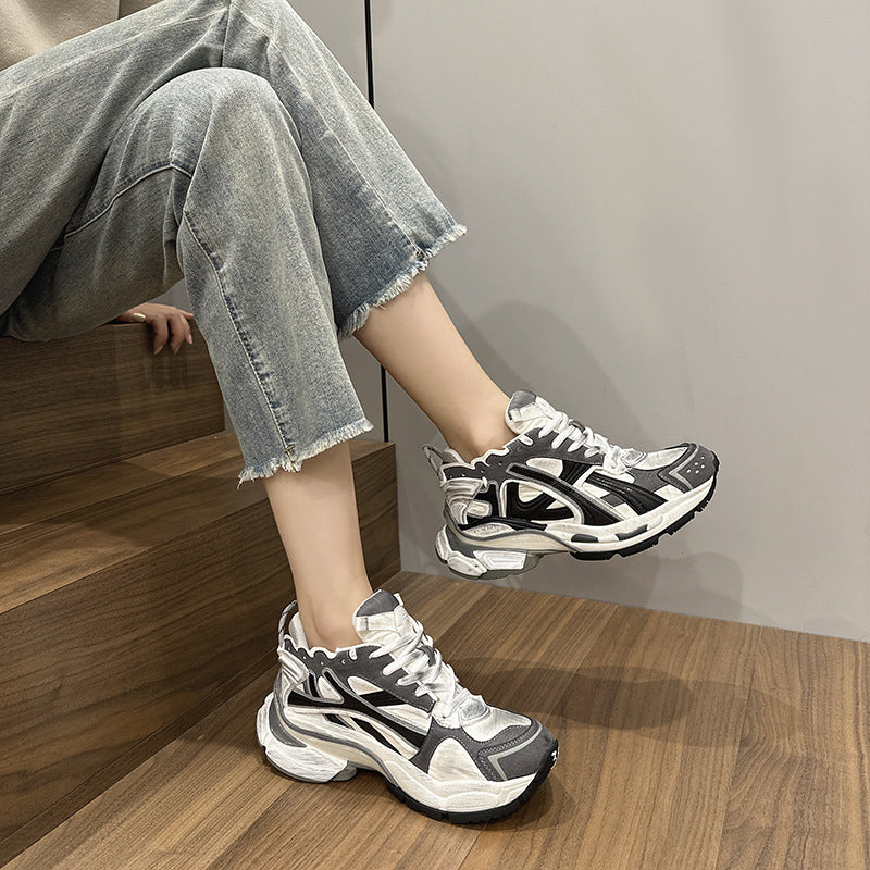 Women's & Men's Distressed Color Paris Dad Couple Trendy Sneakers