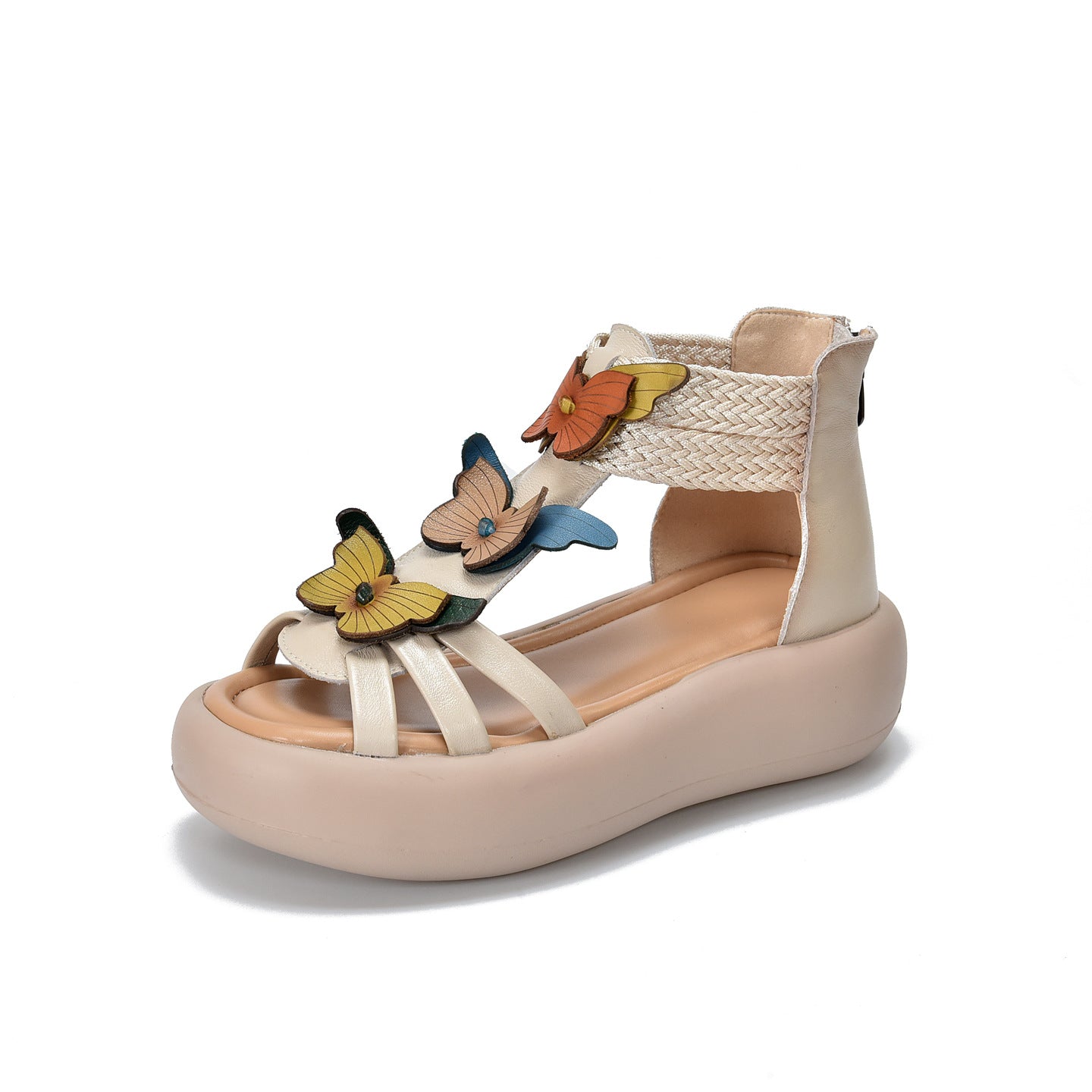 Women's Artistic Retro Shape Roman Muffin Genuine Platform Sandals