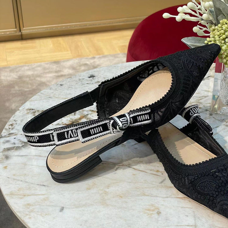 Women's Flat White Lace Embroidered Wedding Bridesmaid Kitten High Heeled Sandals