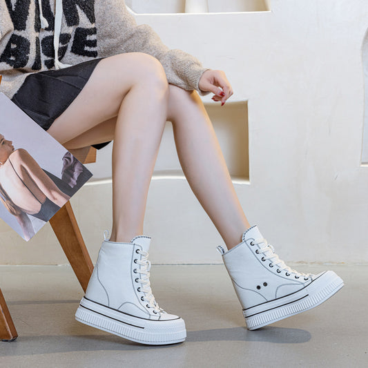 Women's Thick-soled Spring Invisible Height Increasing Insole Women's Canvas Shoes