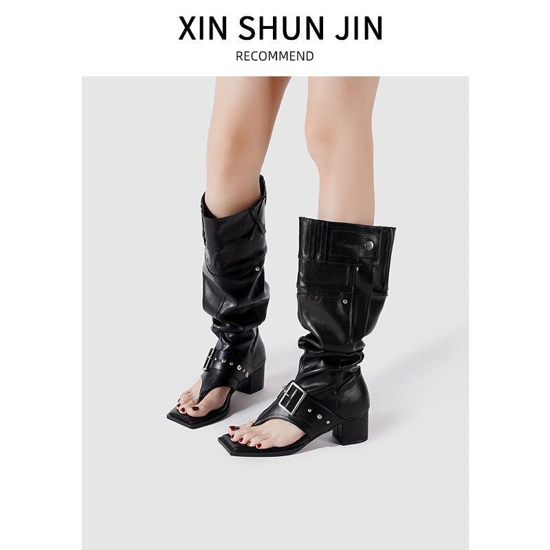 Women's Knee Long Big Tube Circumference Spring Square Boots