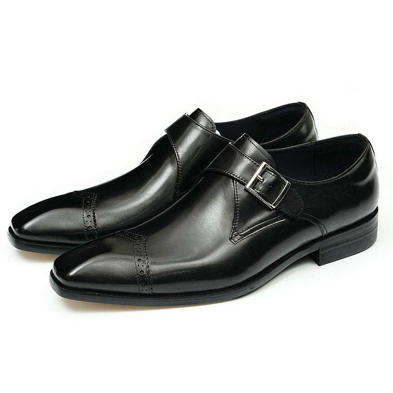 Men's Formal Cowhide Korean Style Trendy Genuine England Slip-on Breathable Men's Business Leather Shoes