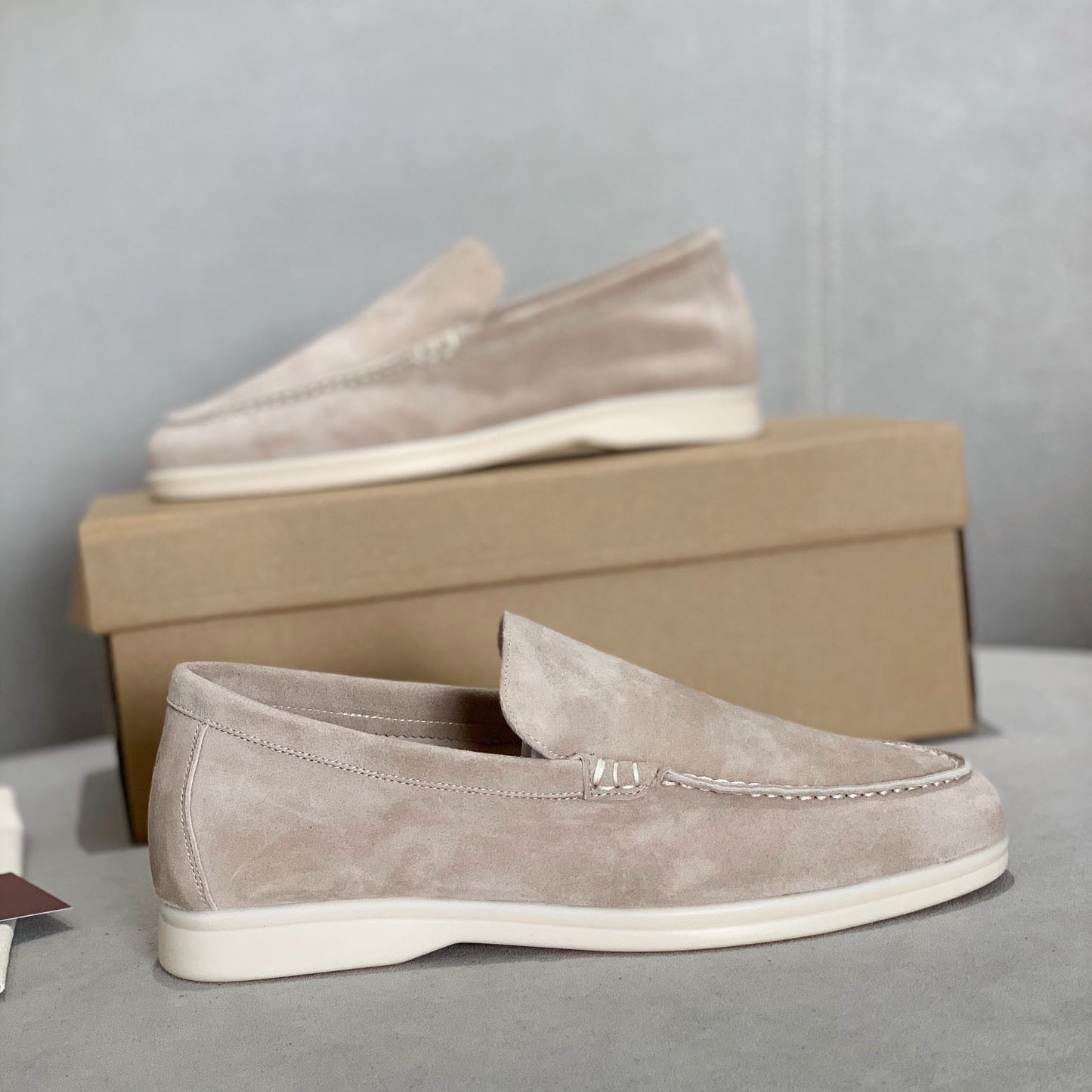 Women's & Men's Beef Tendon Soft Bottom Slip-on Suede Loafers