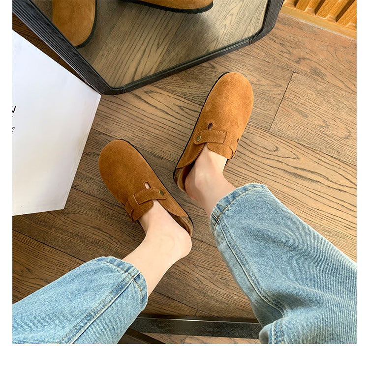 Women's Toe Cap Semi Platform Fluffy Slip-on Slippers