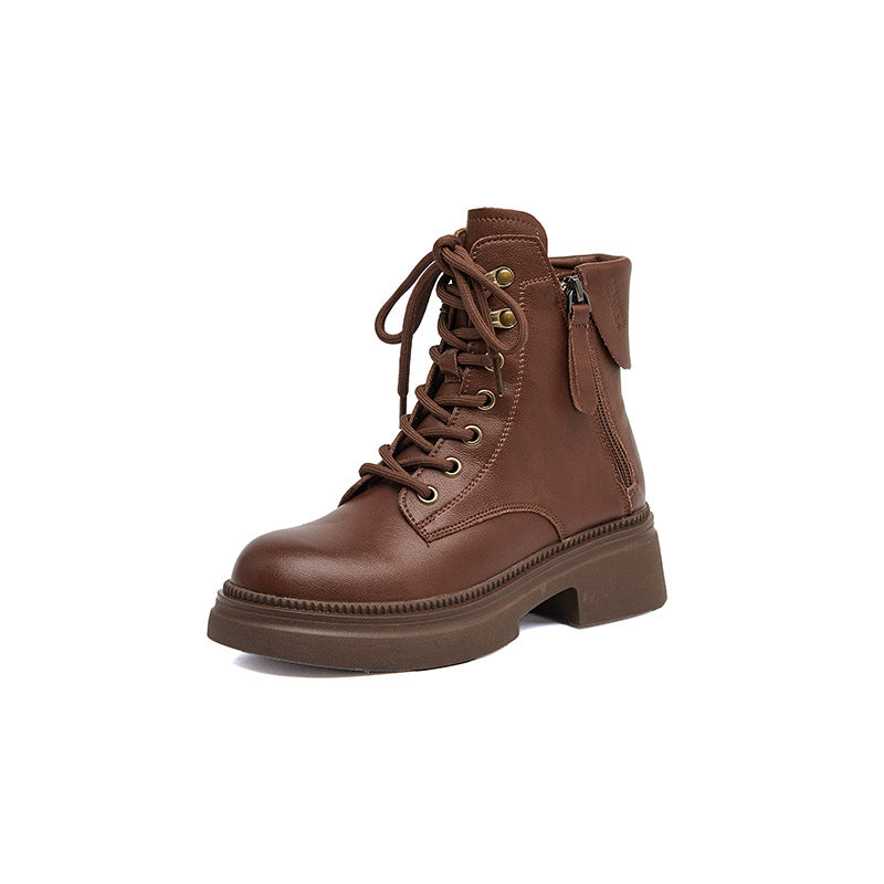 Women's Autumn Genuine Retro Martin Korean Double-sided Women's Leather Boots
