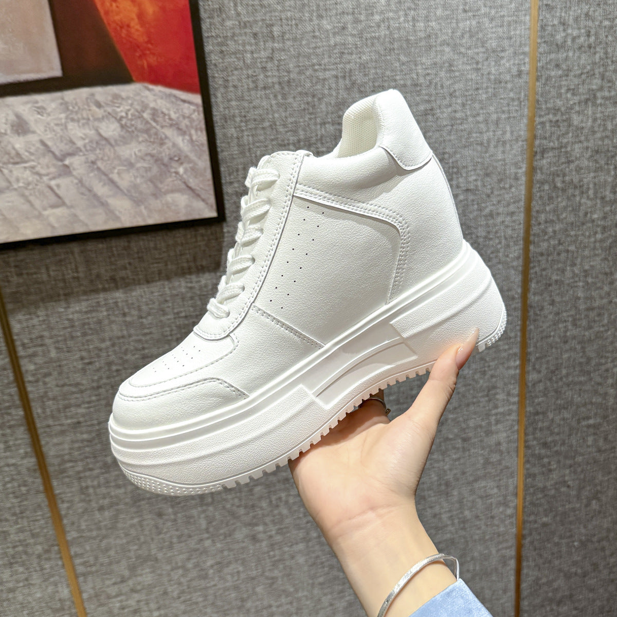 Women's Hidden White Sports Platform Elevator Board Women's Casual Shoes