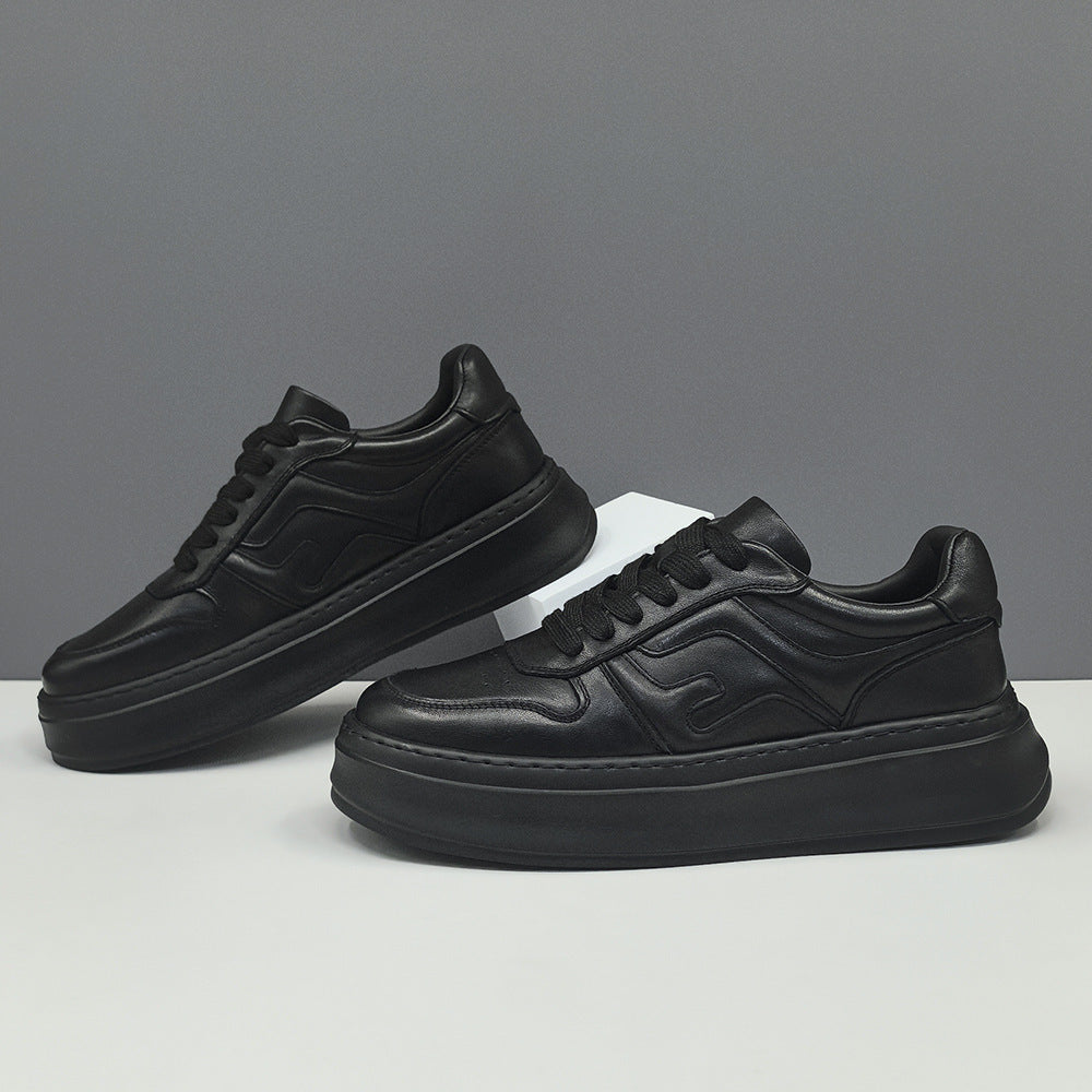Men's Boys Fashion Top Layer Cowhide Platform Sneakers
