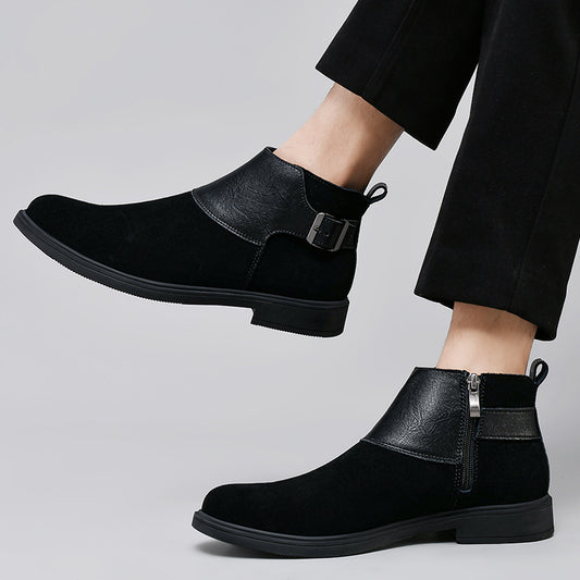 Men's Plus Size British Style Short Zipper Boots