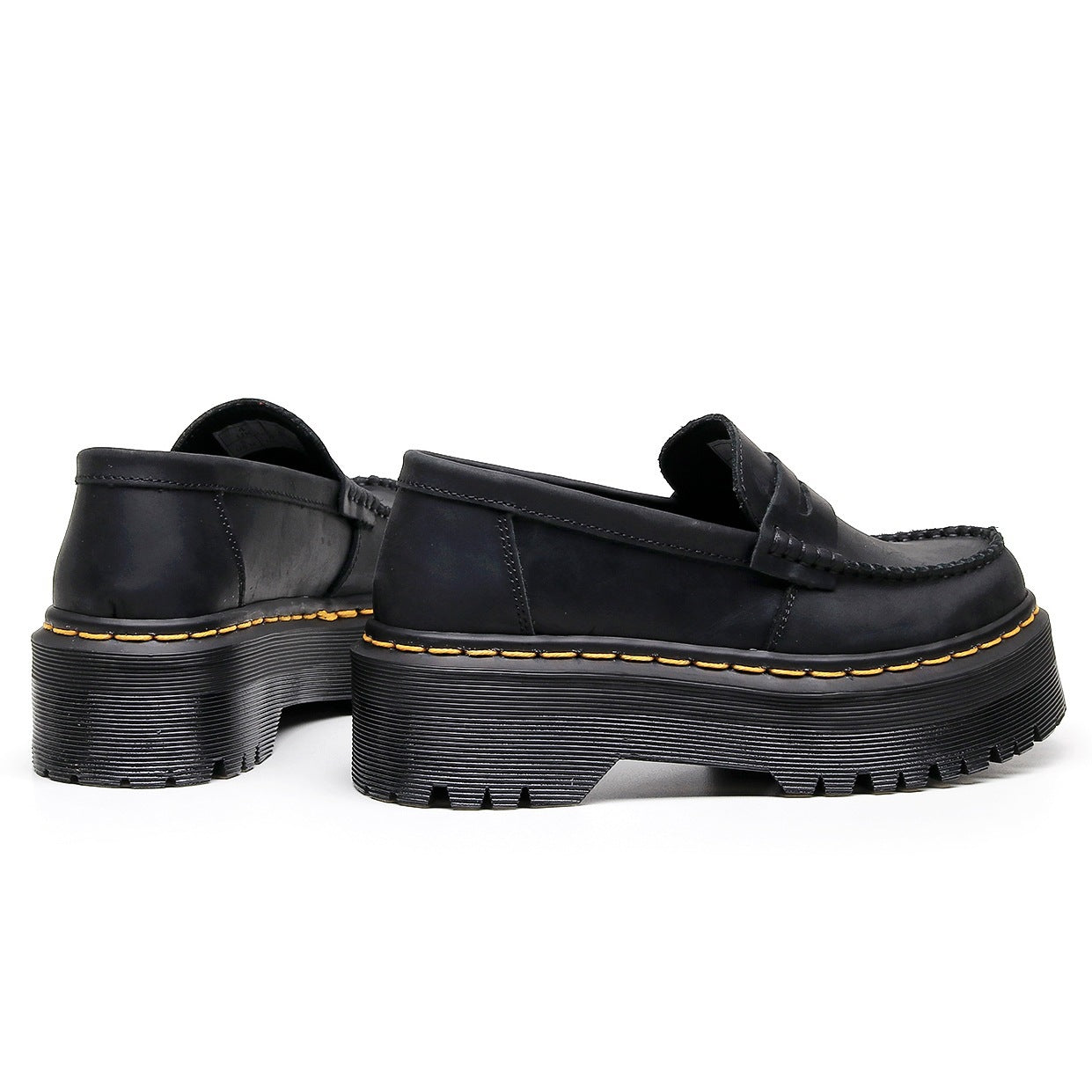 Women's First Layer Fashion Commuter Crazy Horse Black Platform Loafers