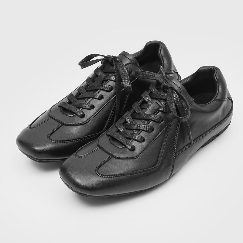 Distressed German Training Leisure Platform Trendy Leather Shoes