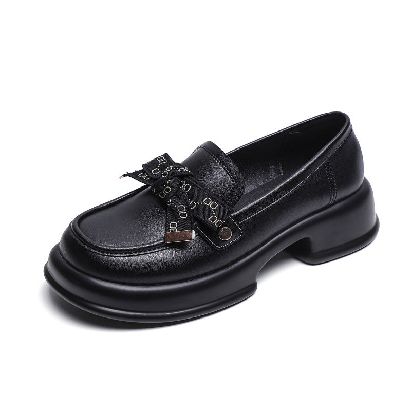 Women's Spring British Style Black Doug High Soft Casual Shoes