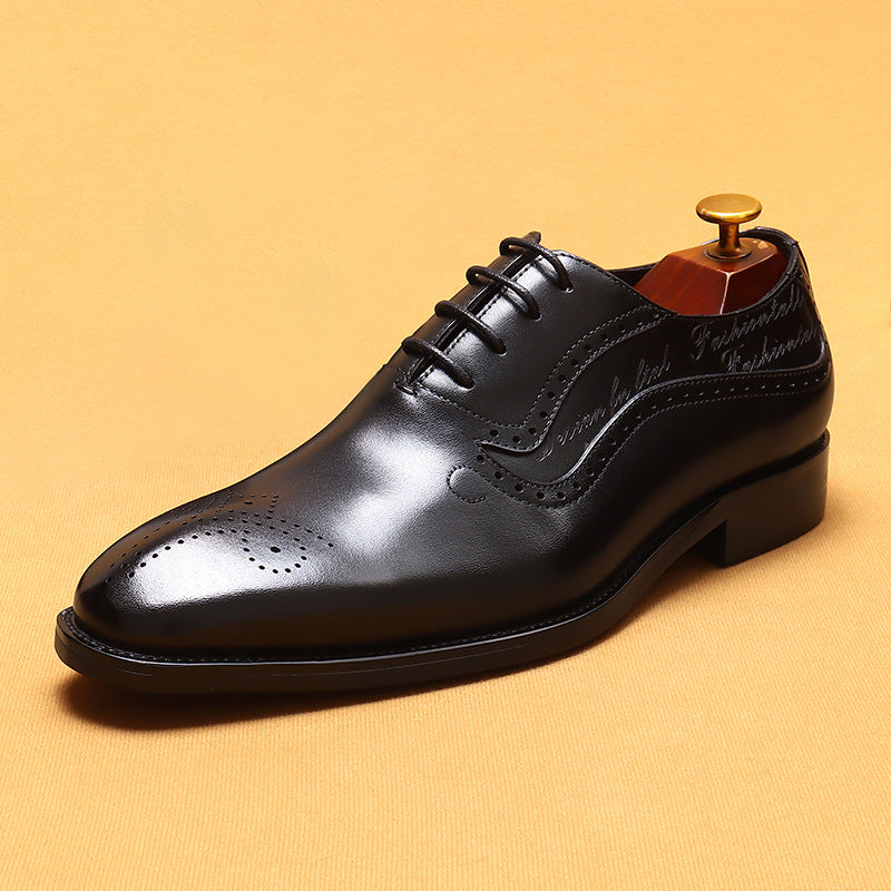 Men's Pointed Toe Genuine Business Formal Wear Leather Shoes