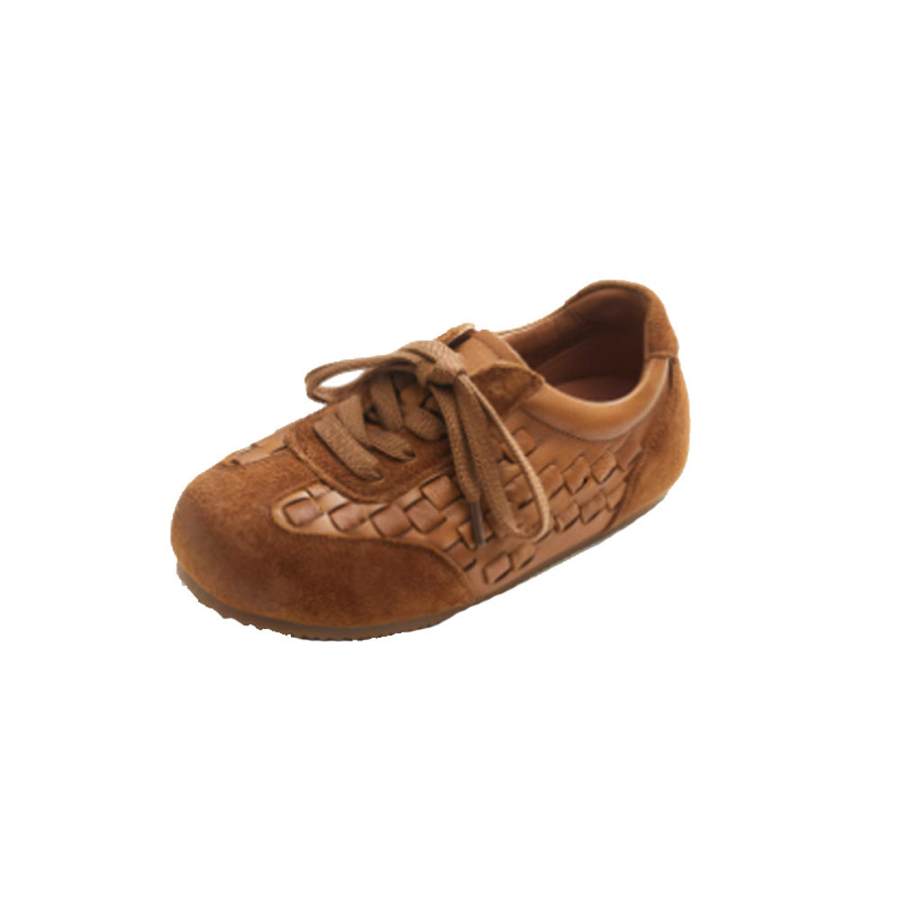 Women's Genuine Retro Style Round Toe Shallow Mouth Flat German Women's Casual Shoes