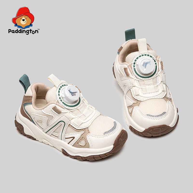 Children's Paddington Bear Autumn Leisure Elementary School Rotating Buttoned Kid's Sneakers