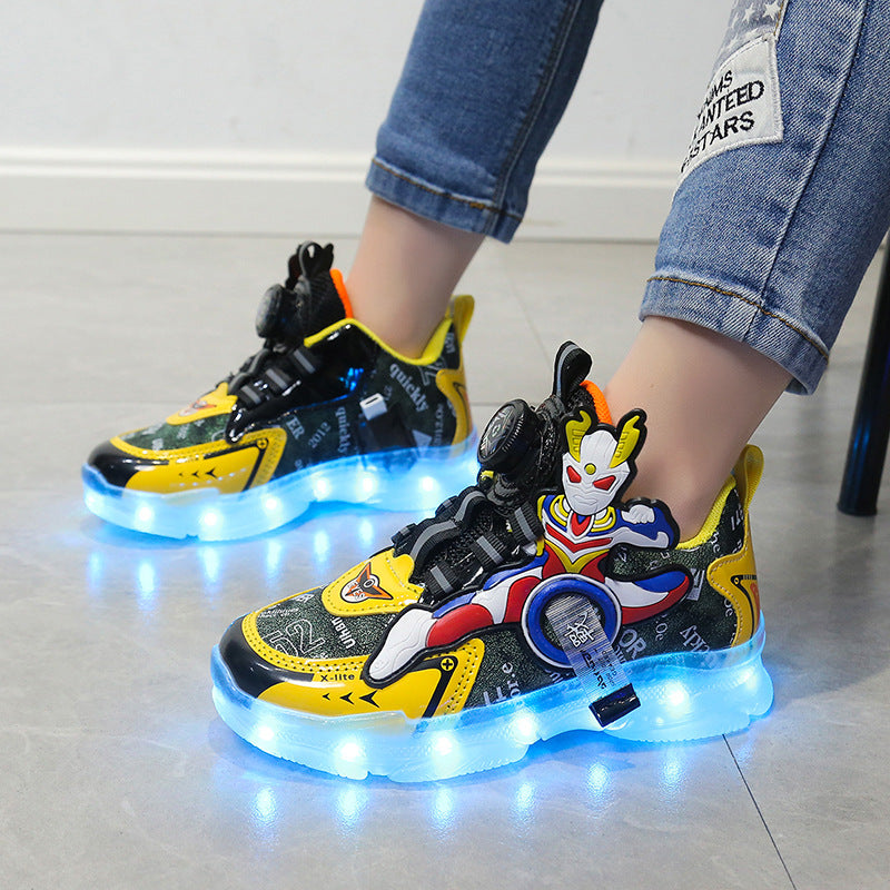 Women's & Men's Colorful Light Up Altman Rotating Button Kid's Sneakers