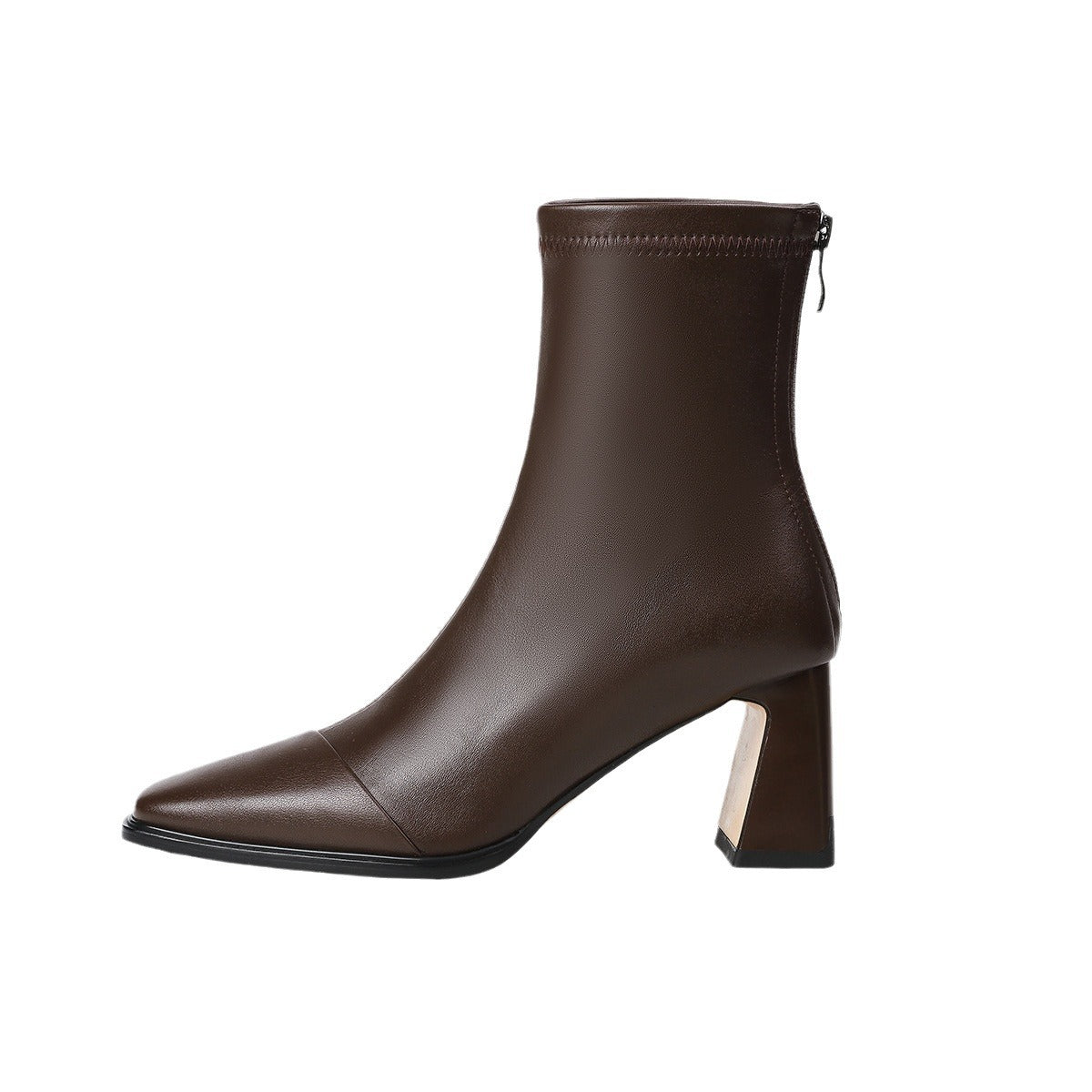 Women's Retro Brown Short For Chunky Square Boots