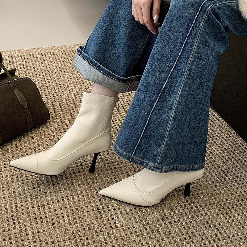 Martin Back Zipper Commuter Booties White Boots