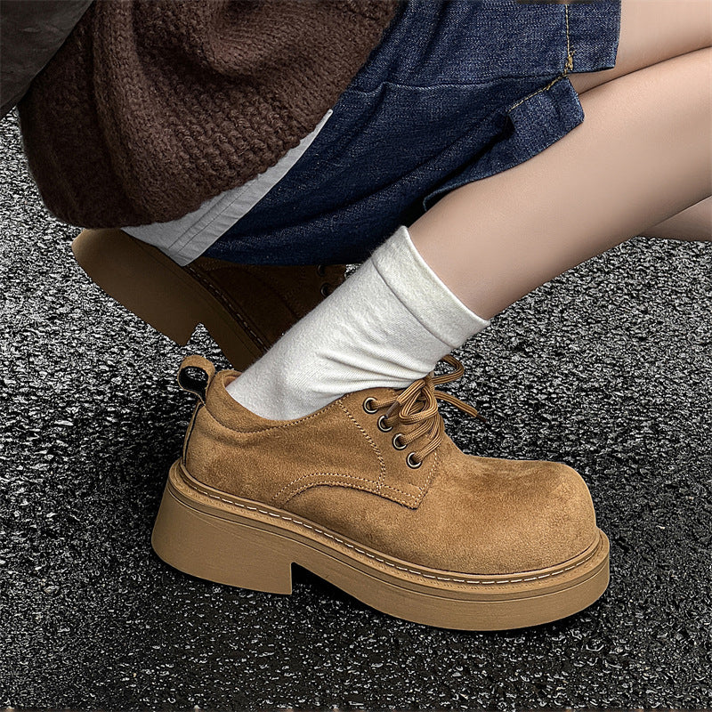 Fashion Derby Thick Bottom Increased Niche Men's Casual Leather Shoes