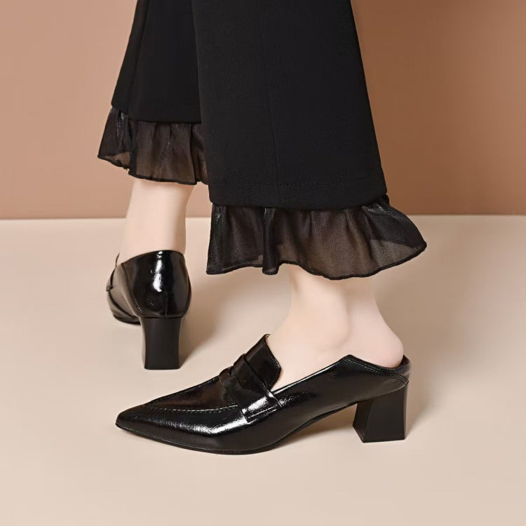 Women's French Style Vintage Trendy Pointed Toe Korean Square Women's Fashion Shoes