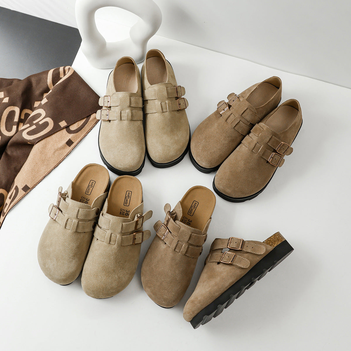 Women's Suede Spring Closed Toe Comfortable Double Casual Shoes