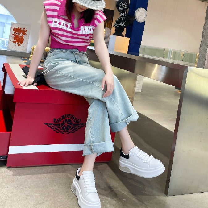 Women's High-grade Air Cushion White Genuine Mcqueen Platform Women's Casual Shoes