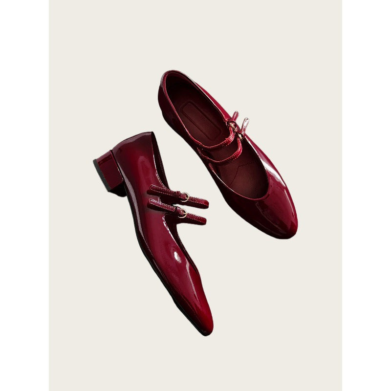 Women's Genuine Retro Mary Jane Flat Low-cut Buckle Loafers