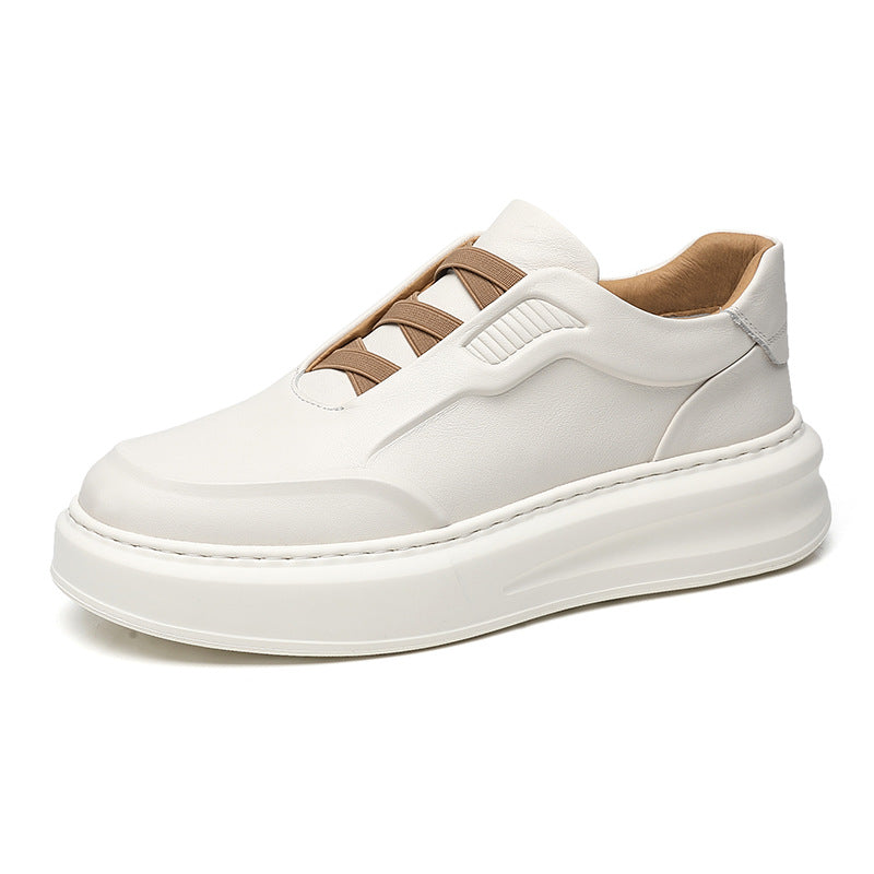 Men's First Layer Cowhide White Versatile Breathable Men's Board Shoes