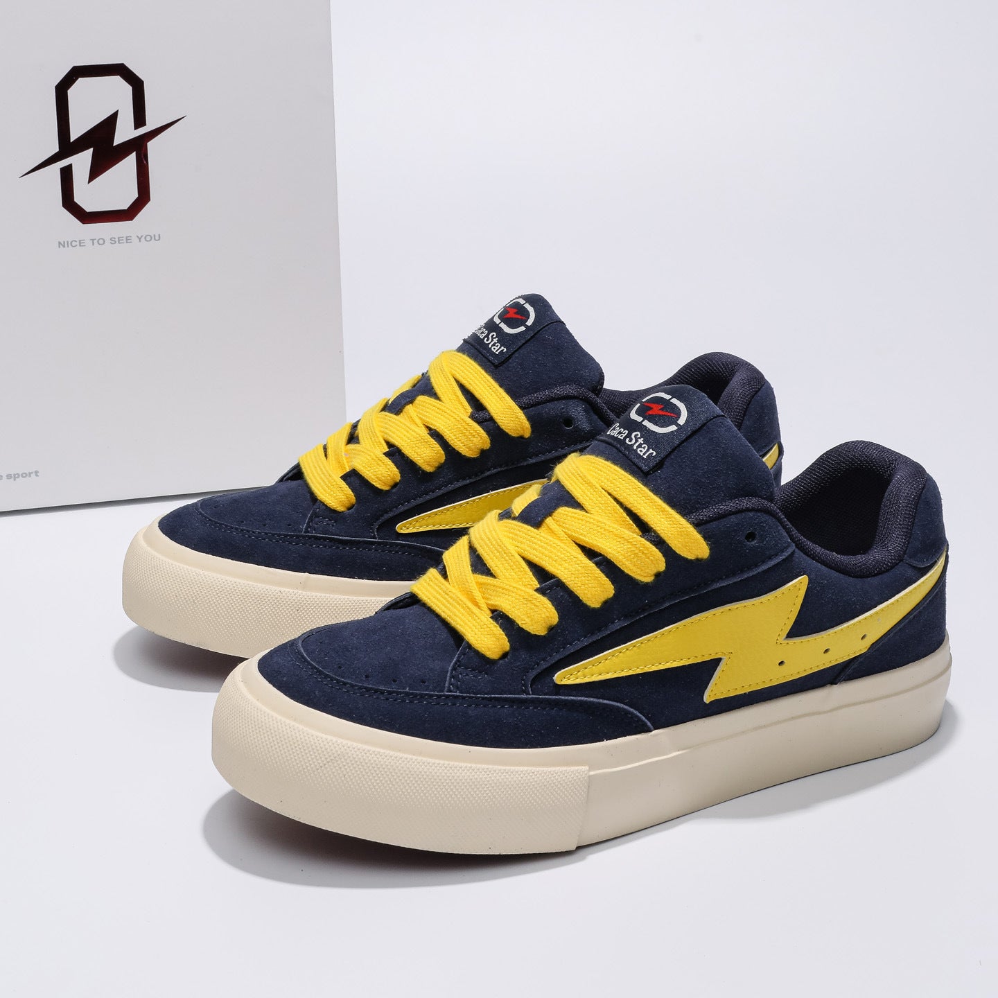 Men's Flash Ding Blue Yellow Series Bread Spring Versatile Men's Canvas Shoes