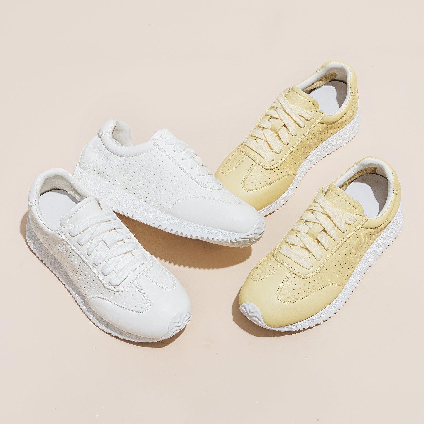 Women's White Summer First Layer Cowhide Platform Sneakers