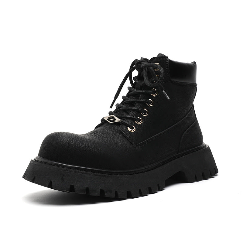 Men's Increased British Style Winter Fleece Biker Boots