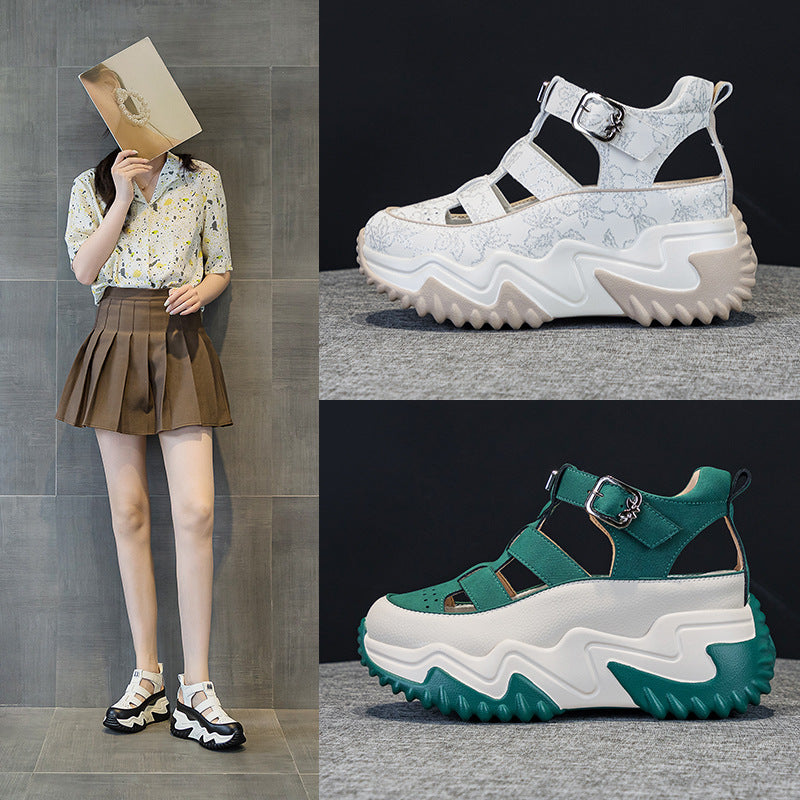 Women's Increasing Insole Dad Summer Versatile Korean Style Thick Bottom Hollow Women's Casual Shoes