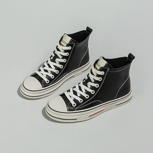 Women's Top Layer Cowhide Flat White Korean Style Versatile Shell Women's Board Shoes