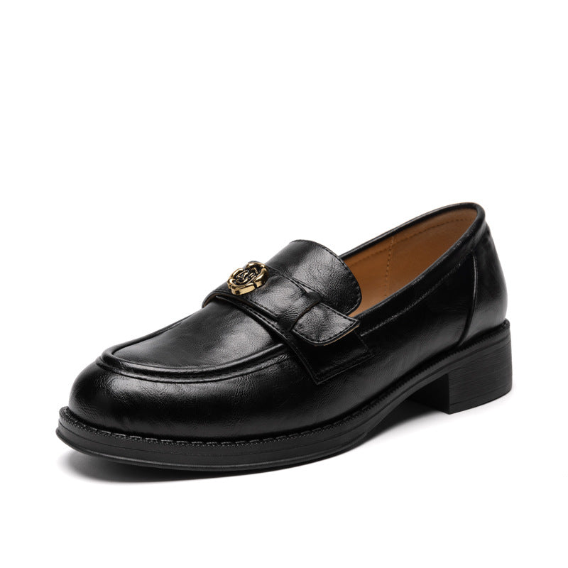 Women's Rose Ornament Spring Retro British Style Pumps Loafers