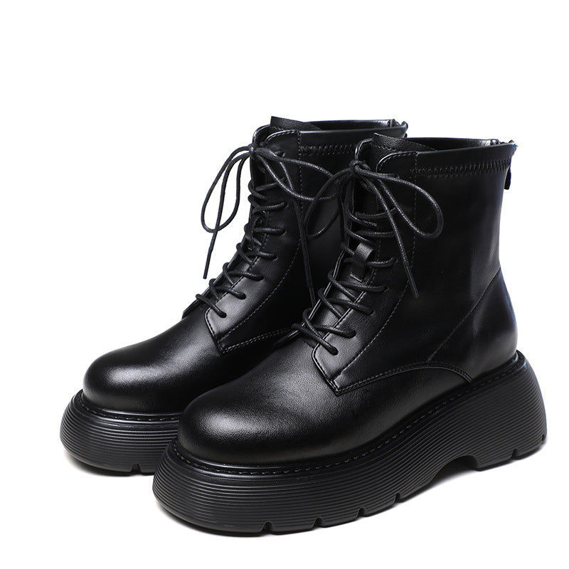 Women's Fashion Platform Martin Plus Veet Stretch Ankle Size Women's Leather Boots