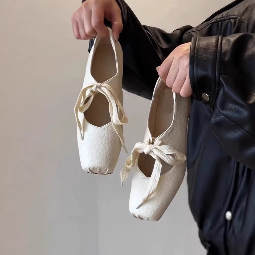 Women's Version French Style Bow Flat Ballet Pumps Dress Women's Fashion Shoes