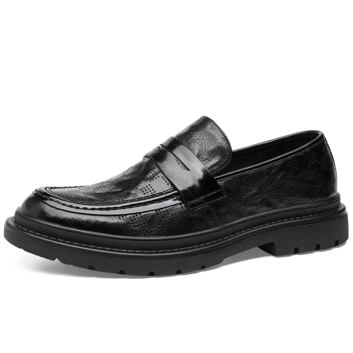 Men's Business Spring Slip-on Black Commuter Leather Shoes