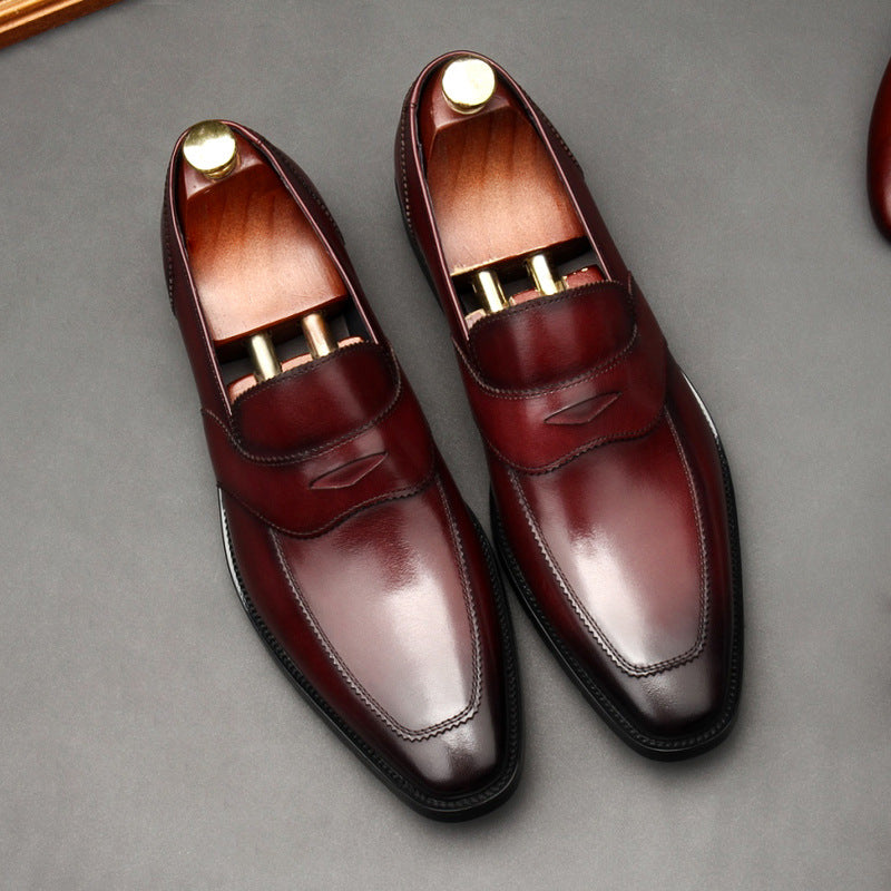 Men's Trendy Spring Business Formal Wear Handmade Slip-on Leather Shoes