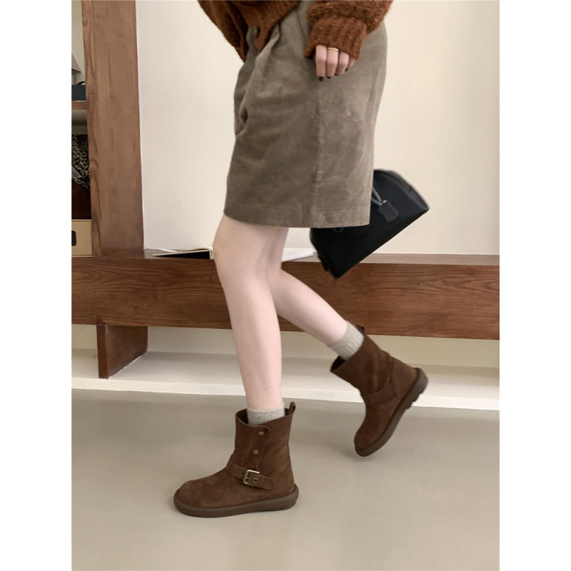 Women's Retro Booties Korean Style Martin Ankle Boots