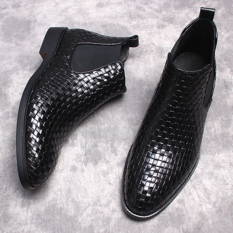 Men's Embossed British Korean Style Trendy Martin Men's Business Leather Shoes