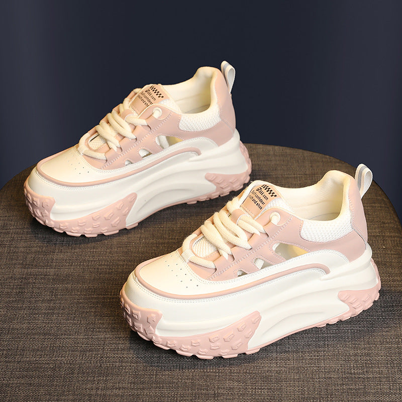 Women's Hollowed Summer Small Breathable Hidden White Sneakers