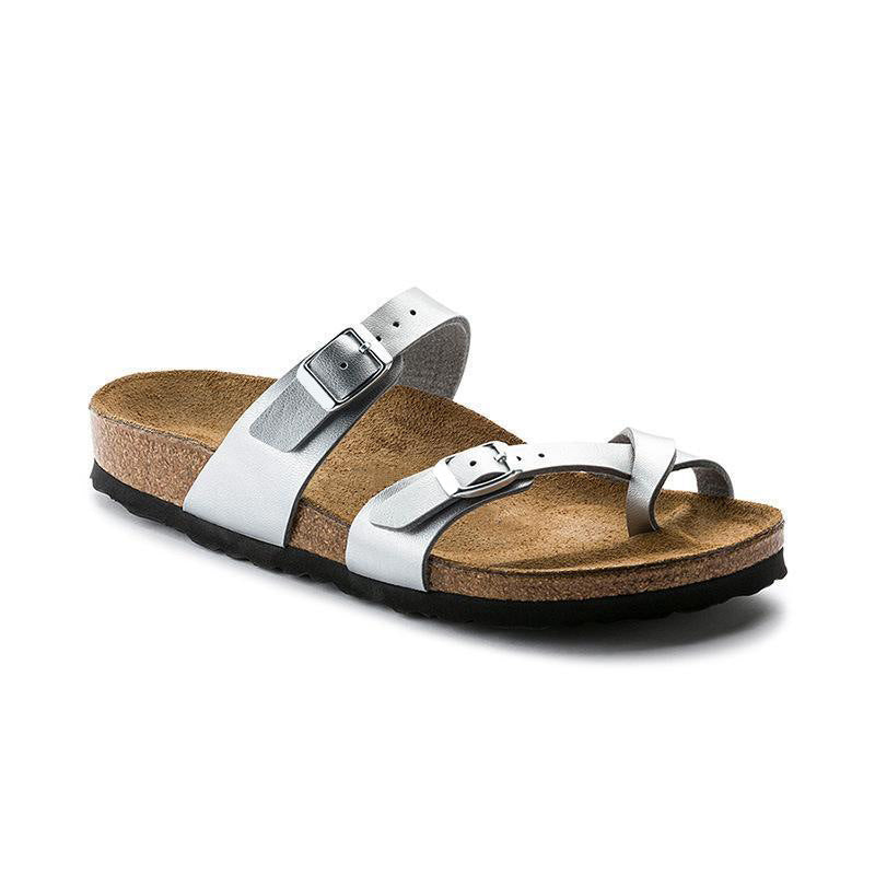Women's & Men's Full Cowhide Toe Clip Cork Sole Daily Outerwear Sandals