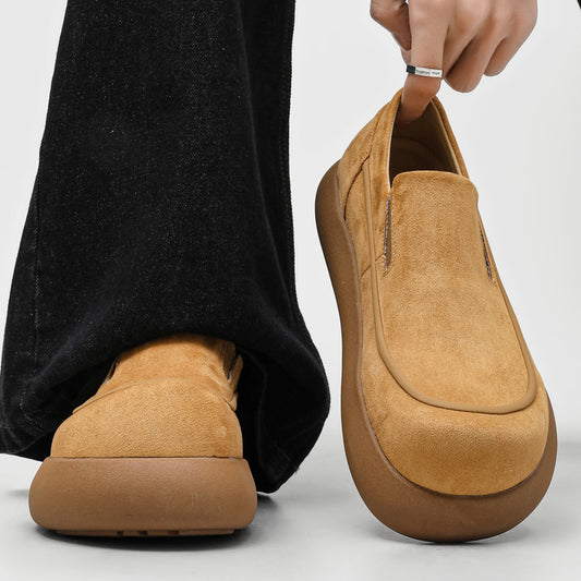 Men's Flannel Round Head Thick Bottom Slip-on Lazy Leisure Loafers/doug Shoes