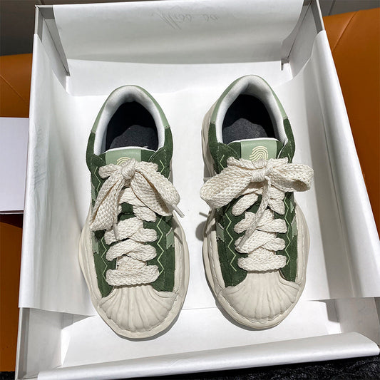 Women's & Men's Dissoed Shell Toe Round Board Color Casual Shoes