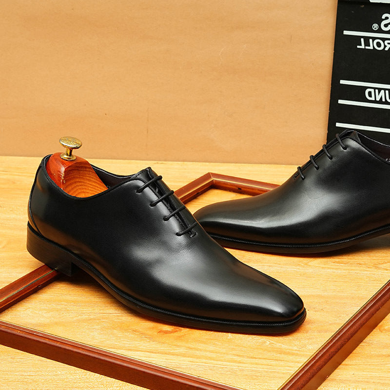Graceful Men's British Pointed Formal Oxford Men's Business Leather Shoes
